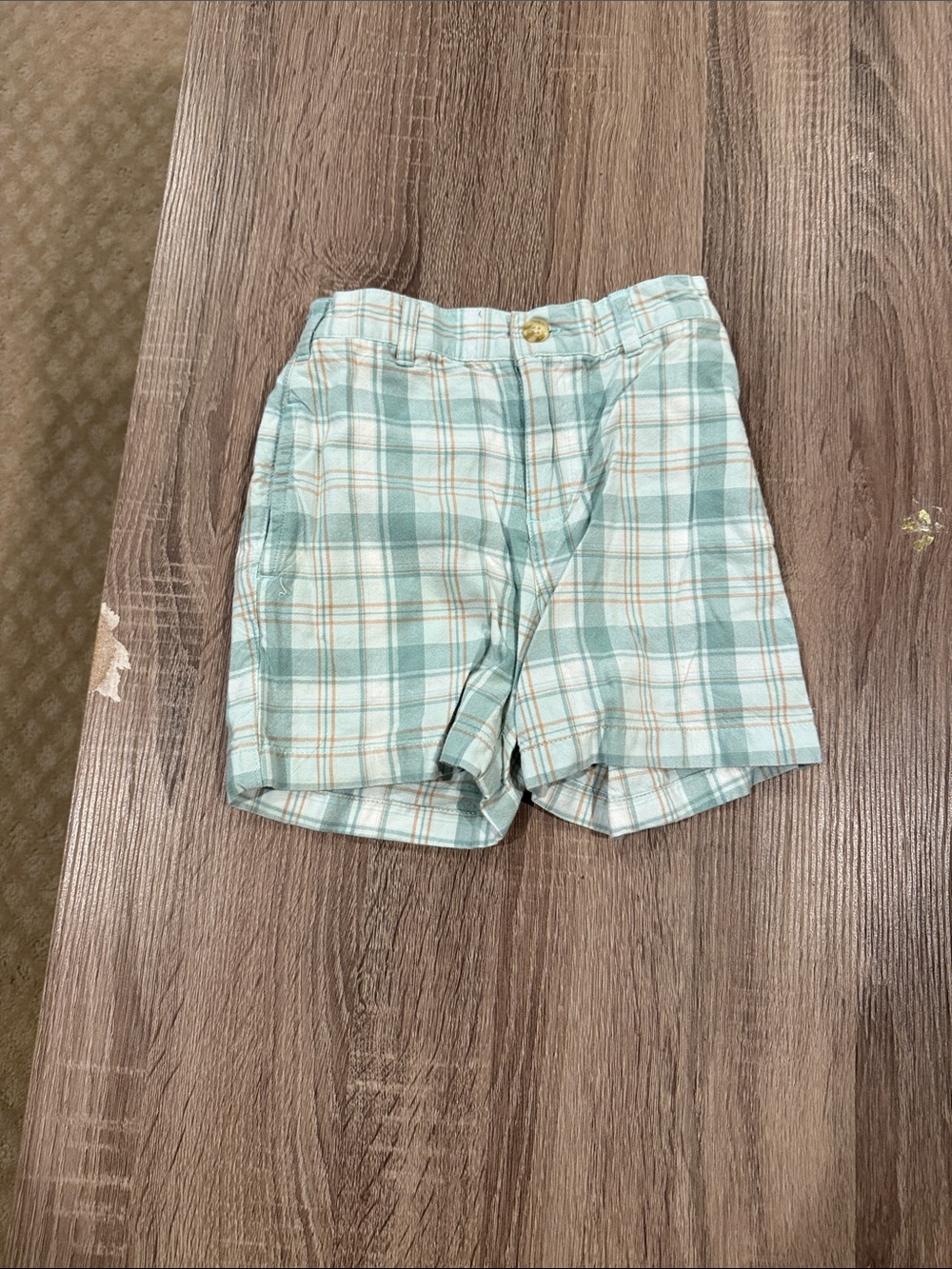 Children's Mint Plaid Pull-On Shorts